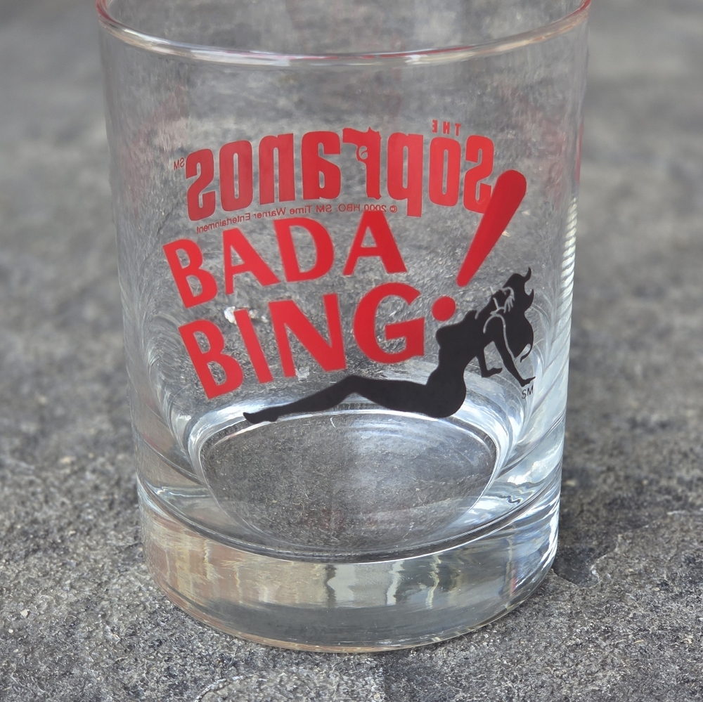 Vintage Bada Bing Old Fashioned Low Ball Glass -Sopranos HBO Series